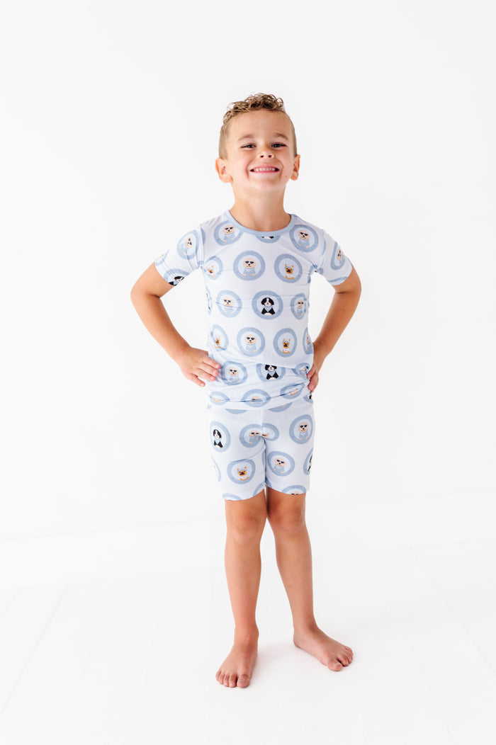 Porthole Pups Shorts Pajamas - Blue