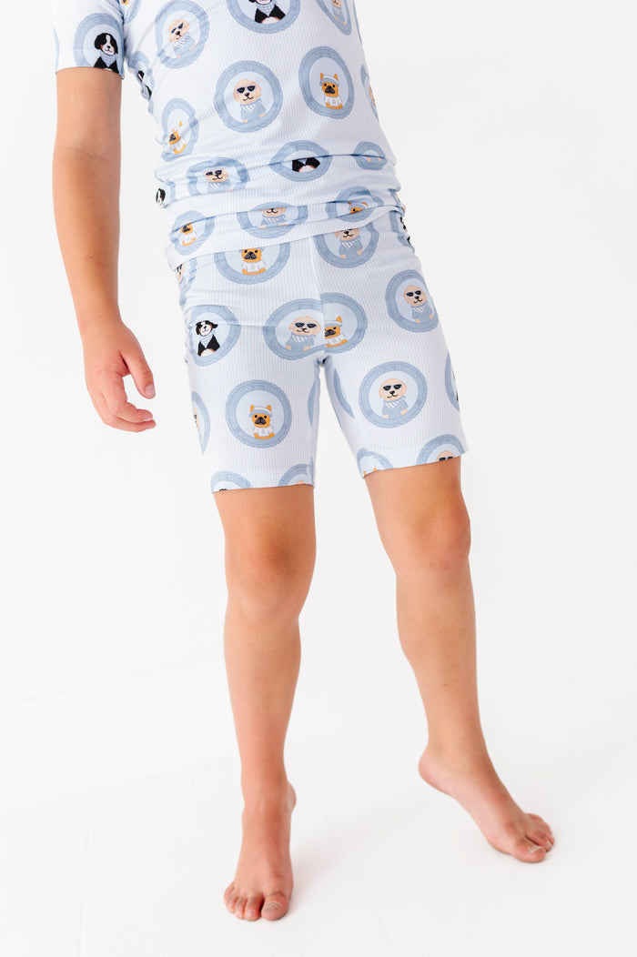 Porthole Pups Shorts Pajamas - Blue