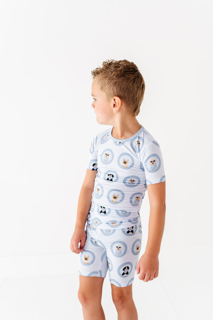 Porthole Pups Shorts Pajamas - Blue