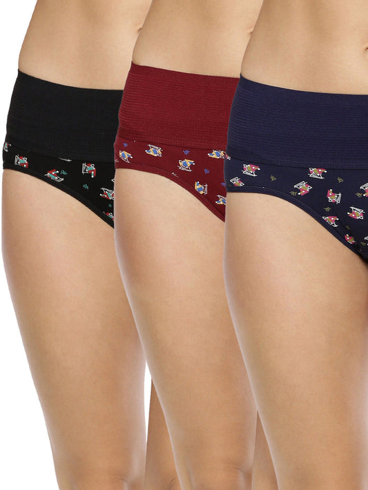 Printed Highrise Tummy-trimmer- Pack of 3