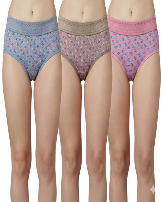 Printed Highrise Tummy-trimmer- Pack of 3