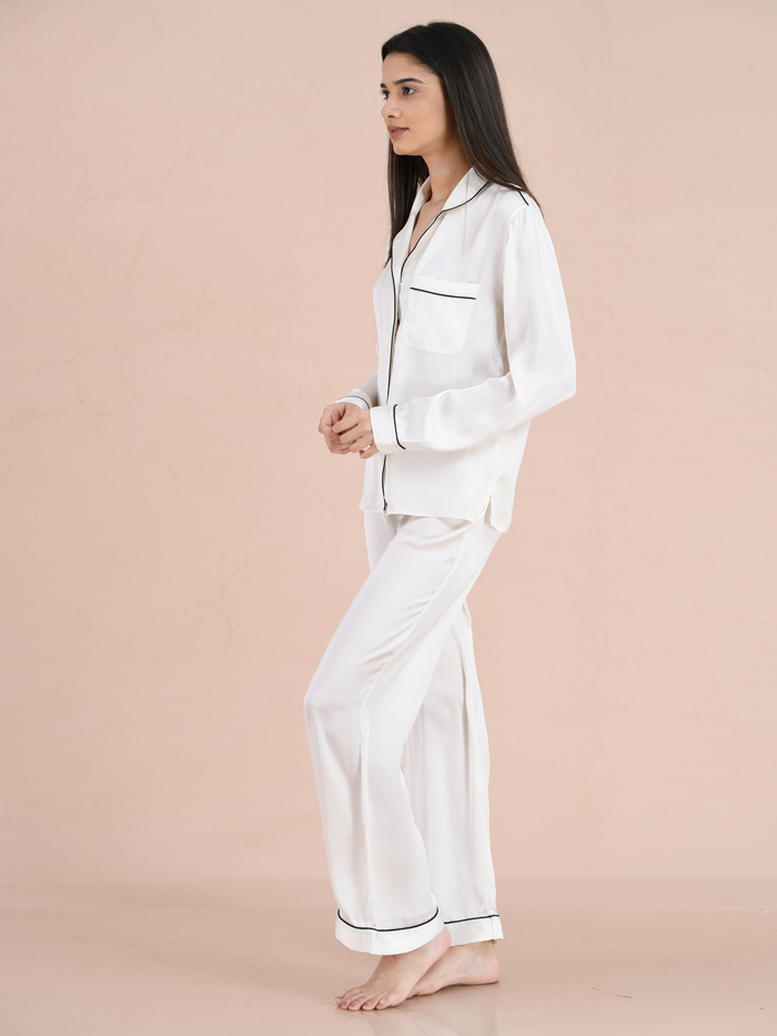 Pyjama Pant With Long Sleeves White