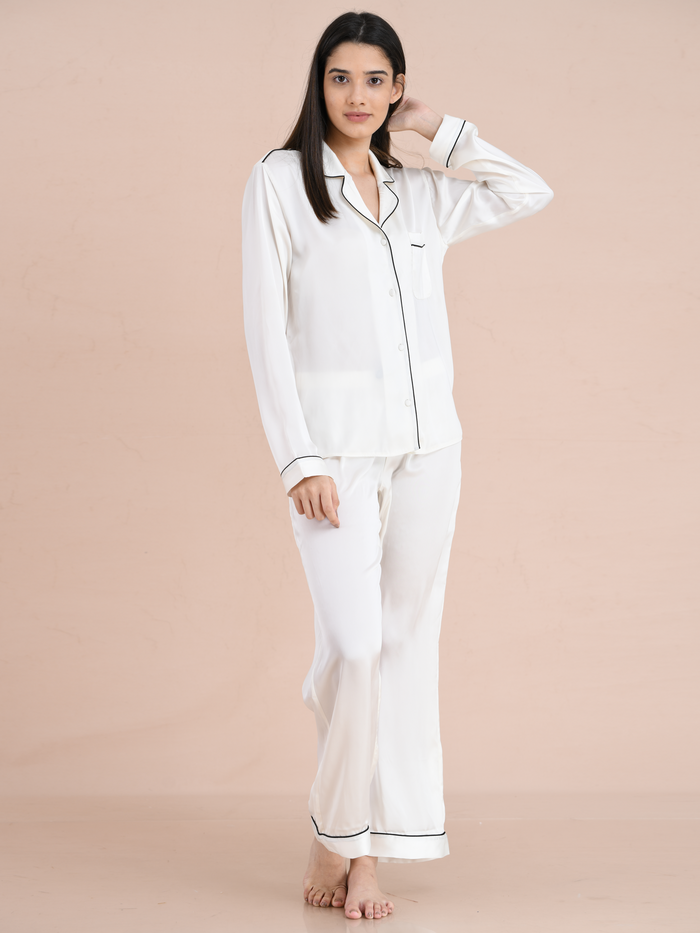 Pyjama Pant With Long Sleeves White