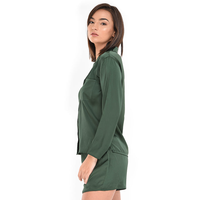 Pyjama Short With Long Sleeves Green