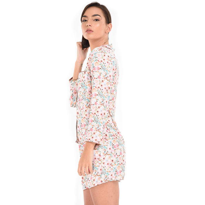 Pyjama Shorts With Long Sleeves Floral AOP
