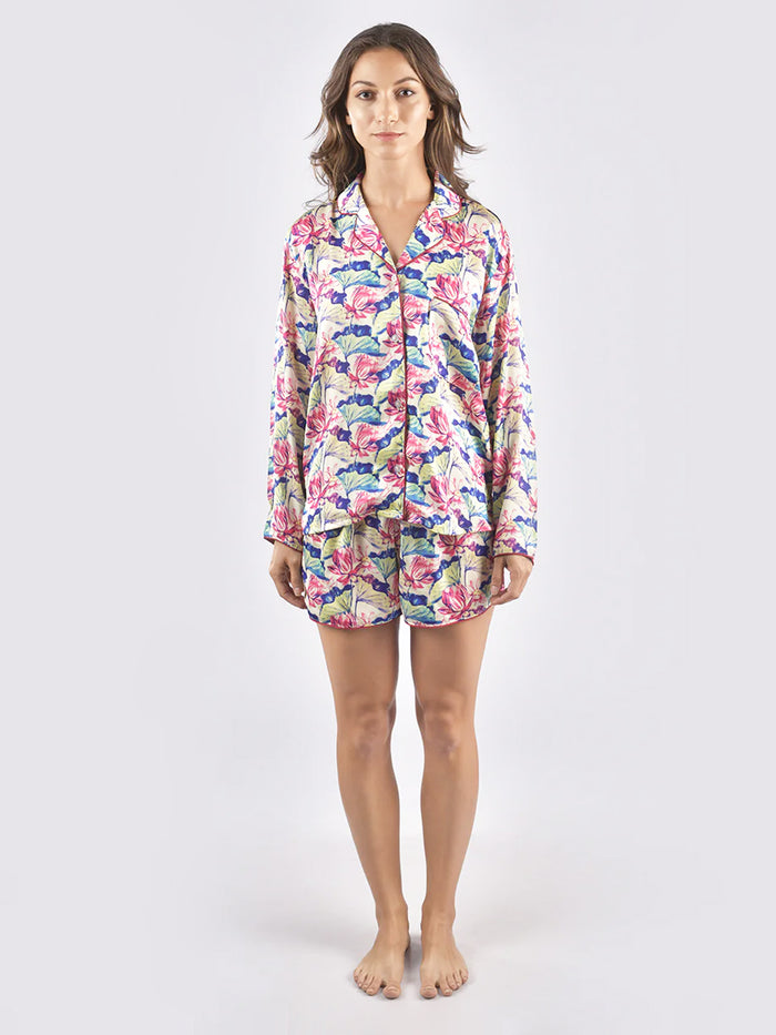 Pyjama Shorts With Long Sleeves Lotus AOP