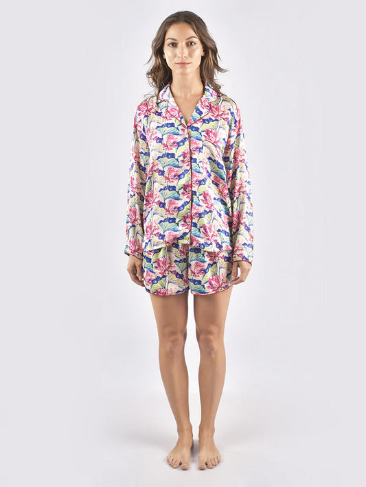 Pyjama Shorts With Long Sleeves Lotus AOP