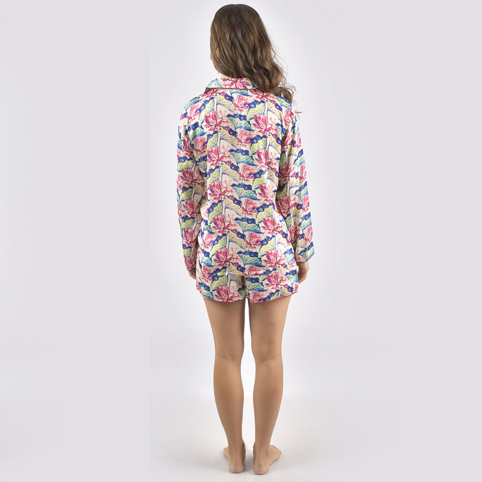 Pyjama Shorts With Long Sleeves Lotus AOP