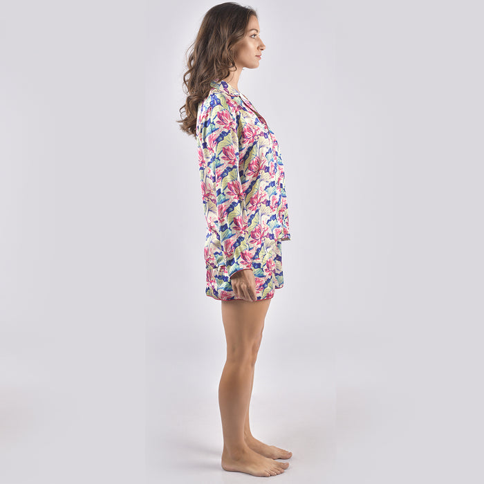 Pyjama Shorts With Long Sleeves Lotus AOP