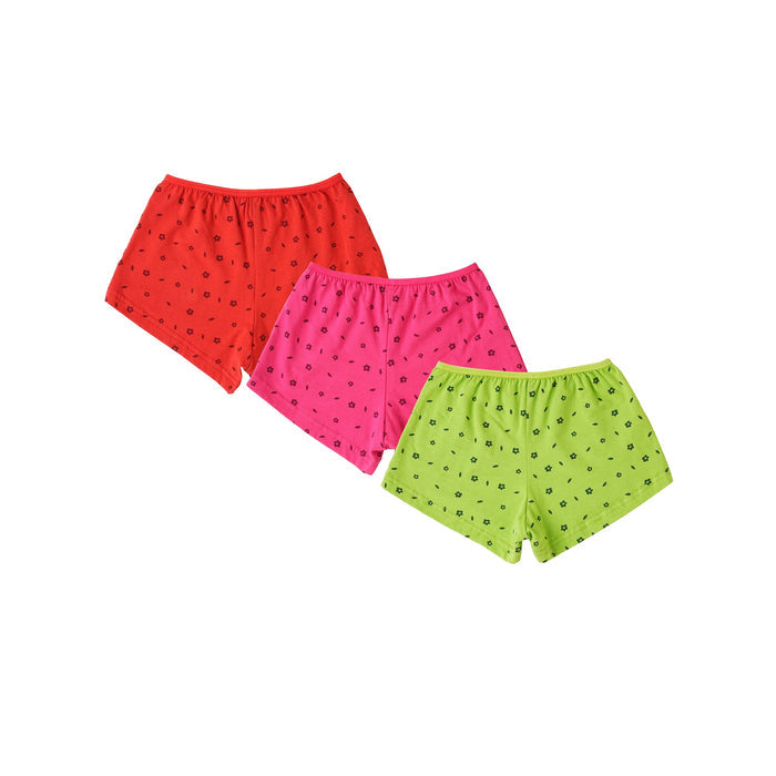Red Rose Girls' Cotton Printed Boxer Shorts – Pack of 3 (Smart Girl Edition) | BABY-155