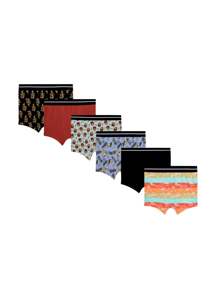Red rose Stretchy Printed Trunks for Boys | JR-532 PACK OF 3