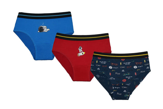 Redrose Boys’ Briefs – 3-Pack Space Adventure Print Underwear | 100% Cotton | JR-544