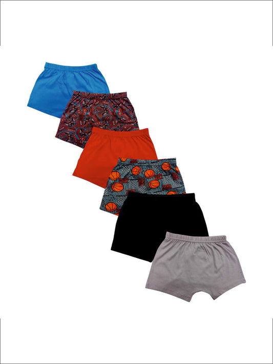 RedRose Boys Cotton Boxer Shorts – Fun Printed & Solid Innerwear (Pack of 6) | JR-504