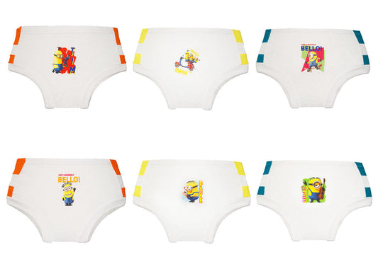 Redrose Boys Cotton Briefs – Pack of 3 | Minions Printed White Innerwear | JR-05WH