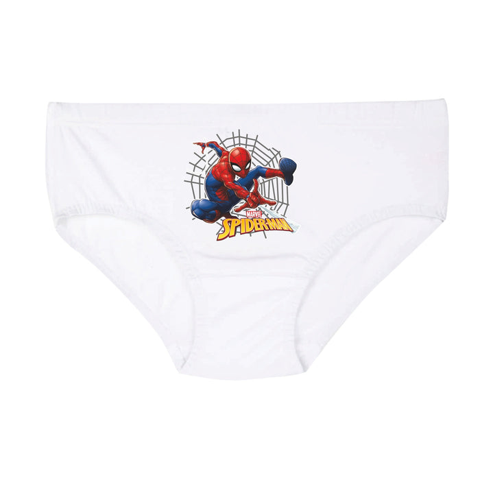 Redrose Boys Cotton Briefs – Pack of 6 | Spiderman Printed White Innerwear | JR-06WH