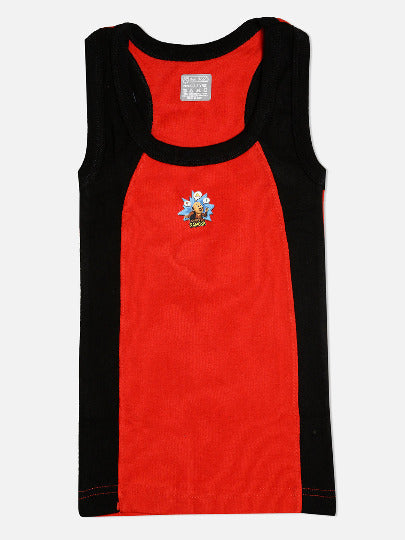 🧒 Redrose Boys Cotton Vests – Pack of 5 | Motu Patlu Printed | Stylish Colorblock Sleeveless Innerwear | RAZER_RIB_MP (Copy)