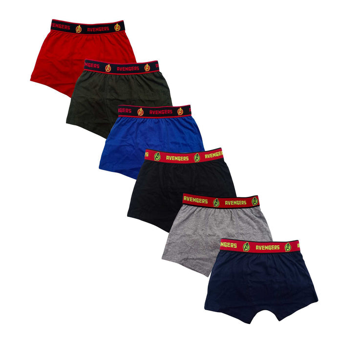 Redrose Boys Innerwear Avengers Boxer Briefs – Pack of 6 | Superhero-Themed Waistband Edition | JR-82