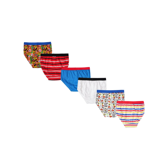 Redrose Boys Innerwear Printed Cotton Briefs – Pack of 6 | Fun Superhero & Stripe Designs | JR-511