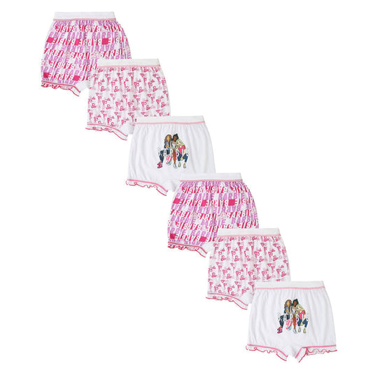 Redrose Girls' Barbie Print Bloomers – Pack of 6 (White & Pink Combo) | BLM-217