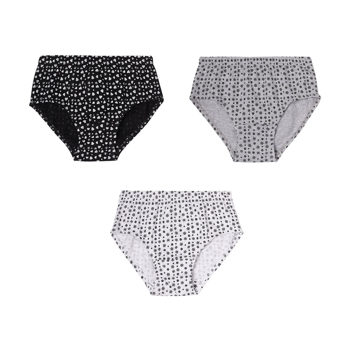 Redrose Girls’ Black & White Printed Cotton Panties – Pack of 6 | Soft & Breathable Everyday Briefs | BABY-64