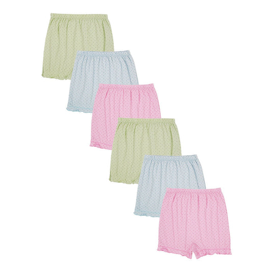 Redrose Girls' Polka Dot Printed Bloomers – Pack of 6 | Soft Cotton Comfort 🌸👧 | BLM-235
