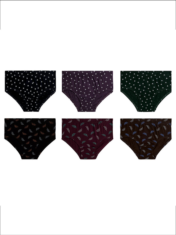 Redrose Girls' Printed Briefs Pack of 6 – Soft Cotton Innerwear for Kids (Multicolor) | BABY-70