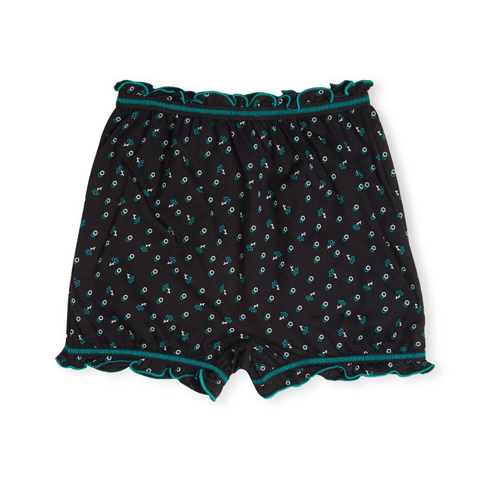 Redrose Girls' Printed Cotton Bloomers – Pack of 6 | Black Base with Frill Hem 🌙✨ | BLM-228