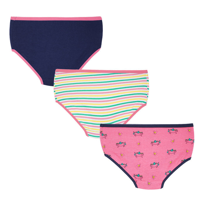 Redrose Girls' Printed & Striped Cotton Panties – Pack of 6 | Colorful Comfort Briefs for Kids | BABY-56