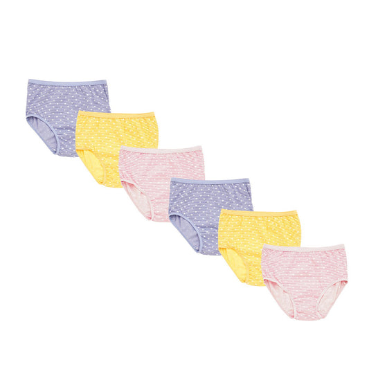 Redrose Girls' Striped Cotton Panties – Pack of 6 | Soft & Breathable Daily Innerwear | BABY-18