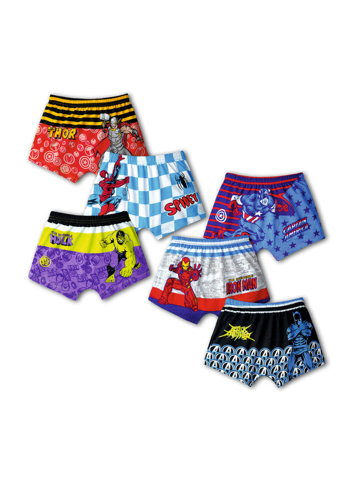 RedRose Marvel Heroes Boys Boxer Shorts – Pack of 6 (Ant-Man, Hulk, Iron Man & More) | JR-524