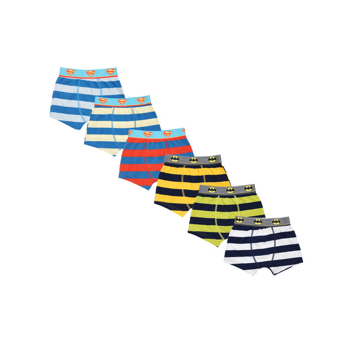 Redrose Superhero Striped Boys’ Briefs – Pack of 6 | Batman & Superman Waistbands | JR-80