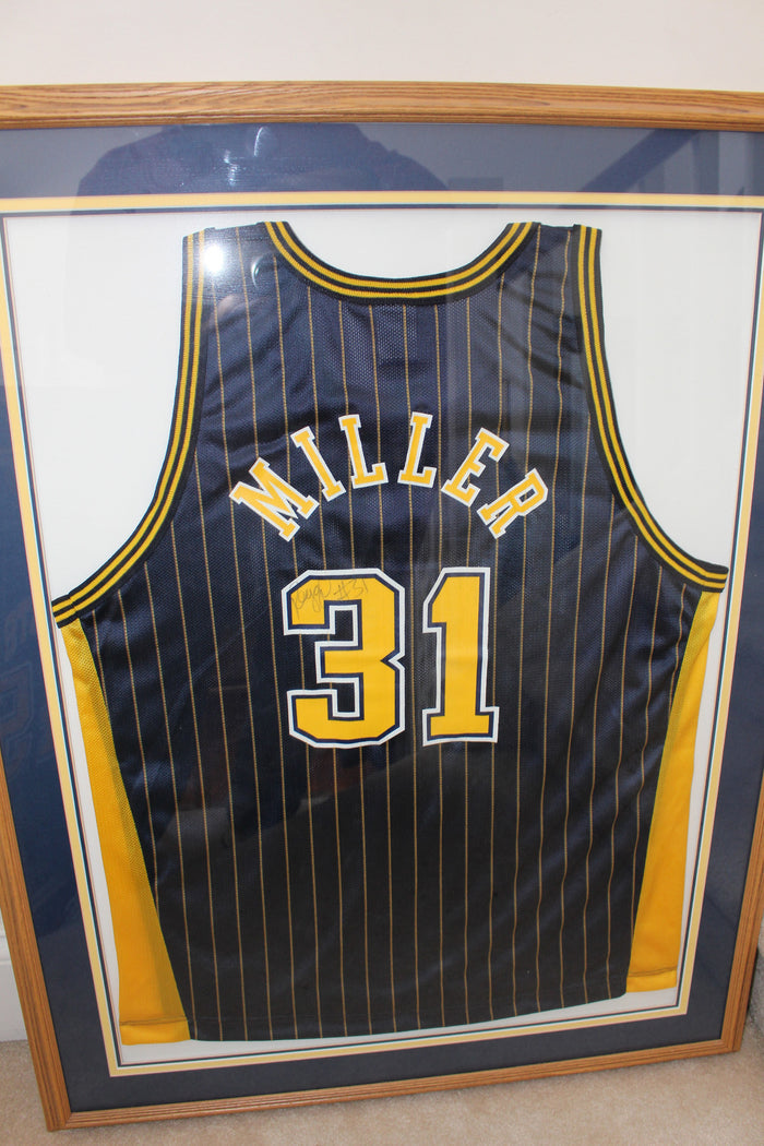 Reggie Miller Autographed and Framed Indiana Pacers Jersey - Vintage Indy Sports