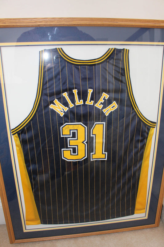 Reggie Miller Autographed and Framed Indiana Pacers Jersey - Vintage Indy Sports