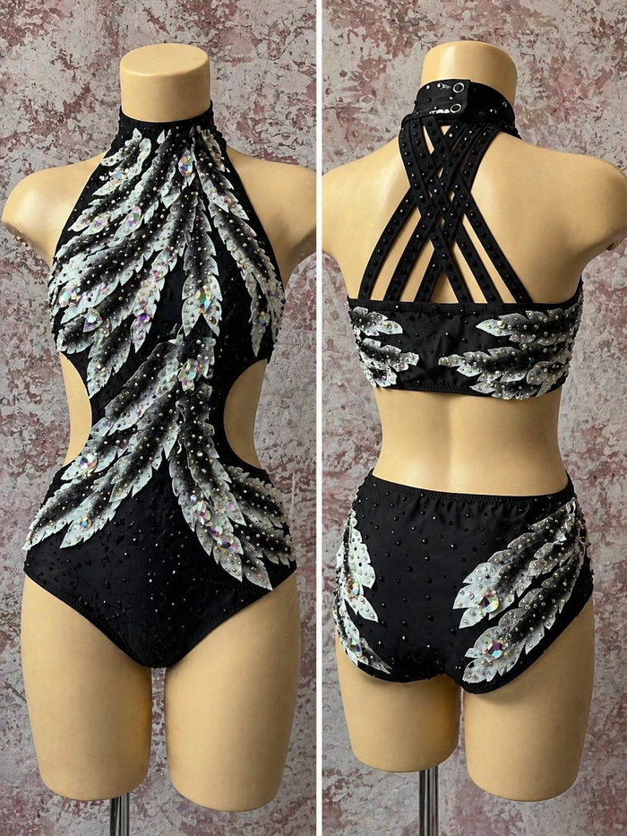 Rhinestone Leotard / Pole Dance Sparkling Outfit
