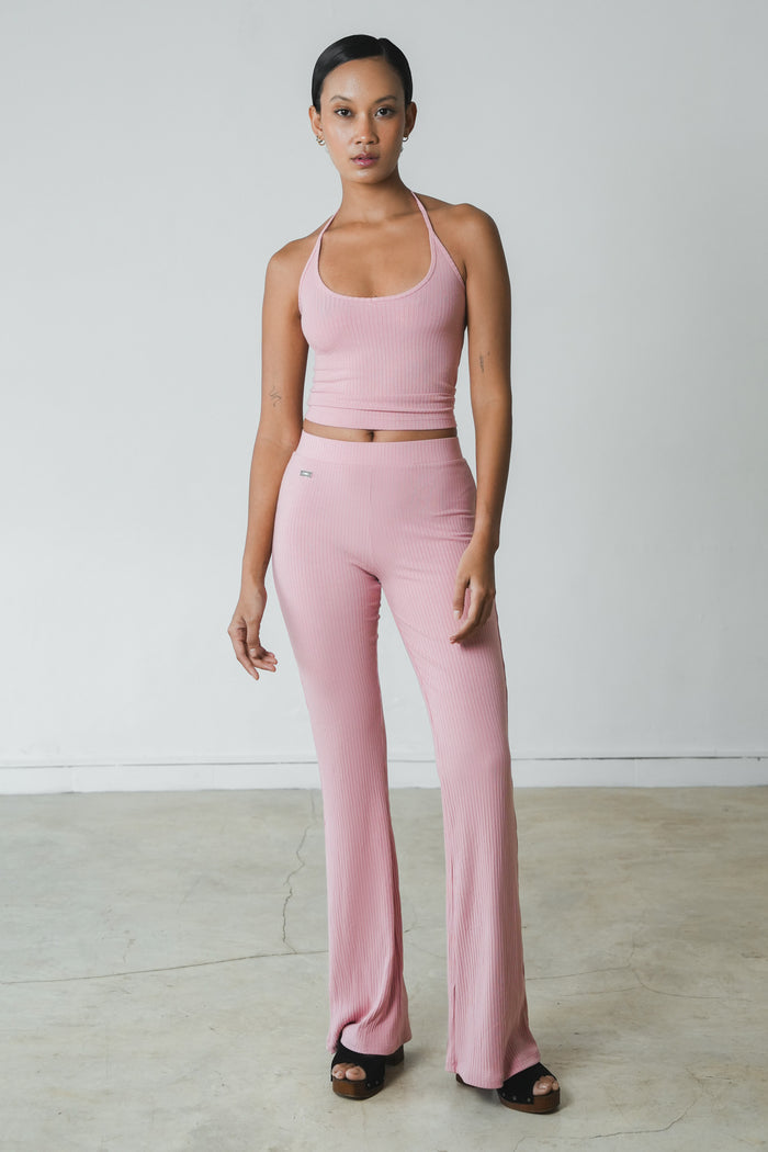 Rib Halter Neck Top