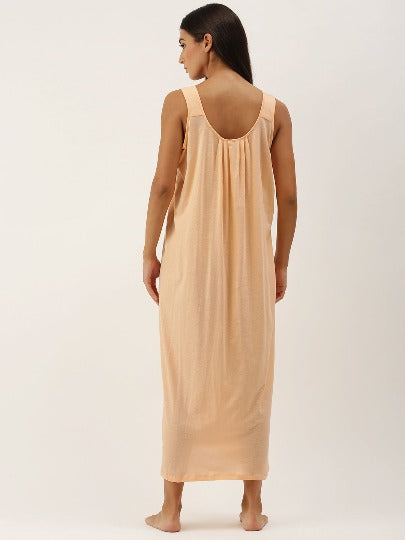 SAJELI Solid Cotton Full-Length Camisole | Maxi Nighty
