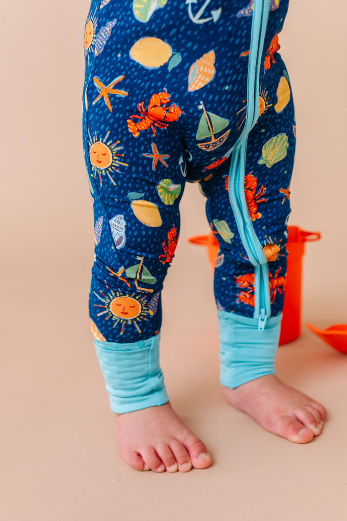 Shell We Go to Bed Blue Convertible Footies
