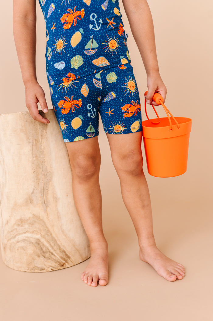 Shell We Go to Bed Blue Short Set Pajamas