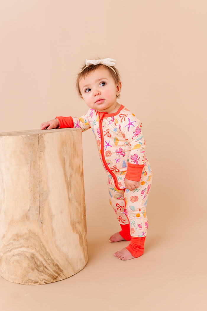 Shell We Go to Bed Pink Convertible Footies