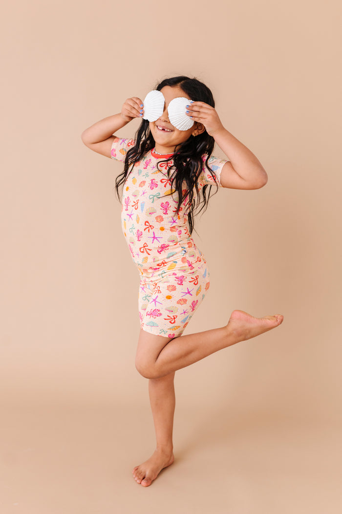 Shell We Go to Bed Pink Short Set Pajamas