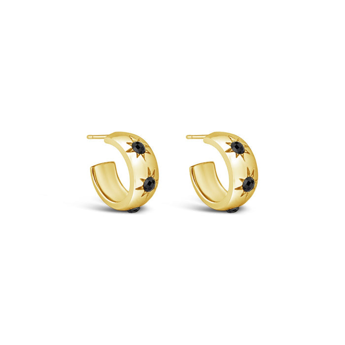 Sierra Winter – Eve Hoop Earrings in Gold With Black Spinel