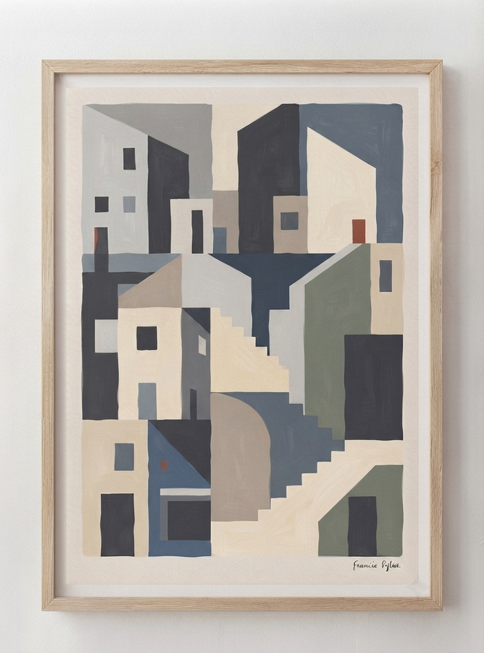 Silent Facade | Mid Century Modern Abstract Architectural Art Print