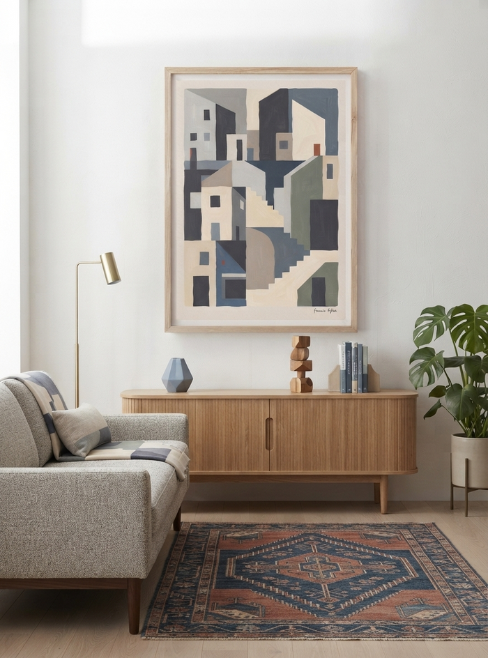 Silent Facade | Mid Century Modern Abstract Architectural Art Print