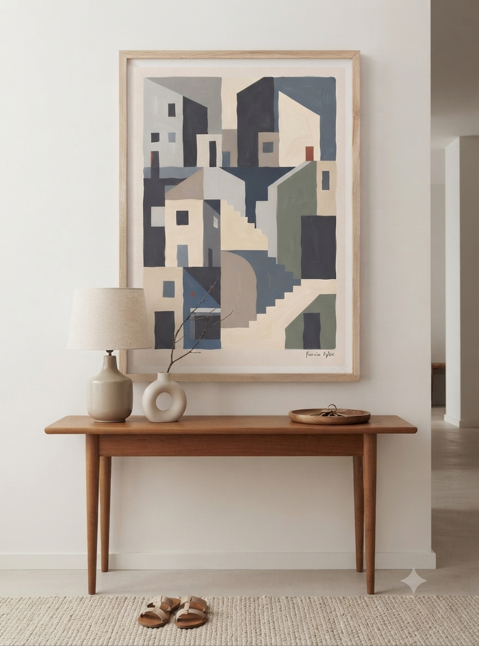 Silent Facade | Mid Century Modern Abstract Architectural Art Print