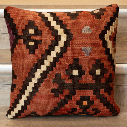 Small Handmade Turkish kilim cushion - 309674-L