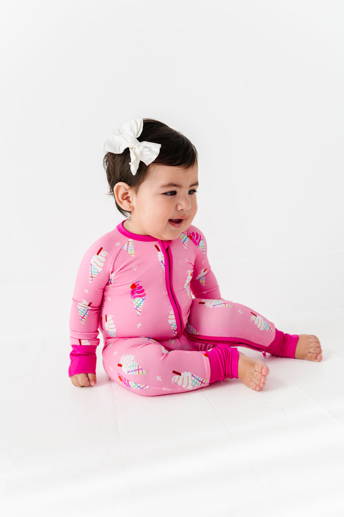 Sundae Funday Convertible Footies - Pink