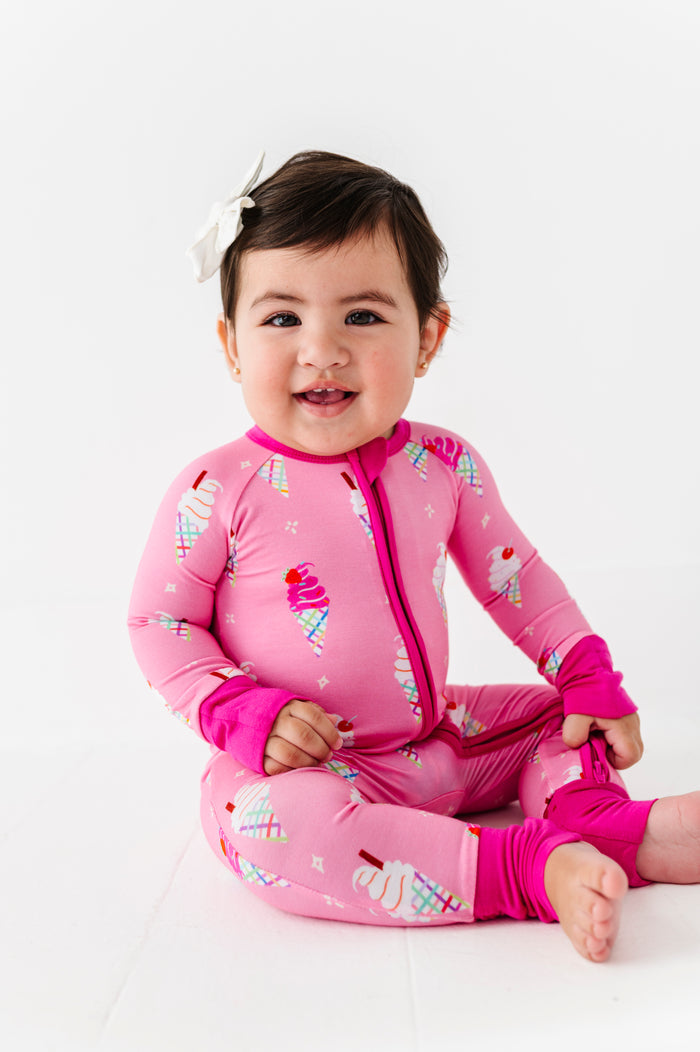 Sundae Funday Convertible Footies - Pink