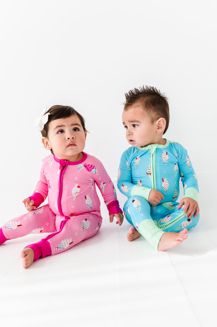 Sundae Funday Convertible Footies - Pink