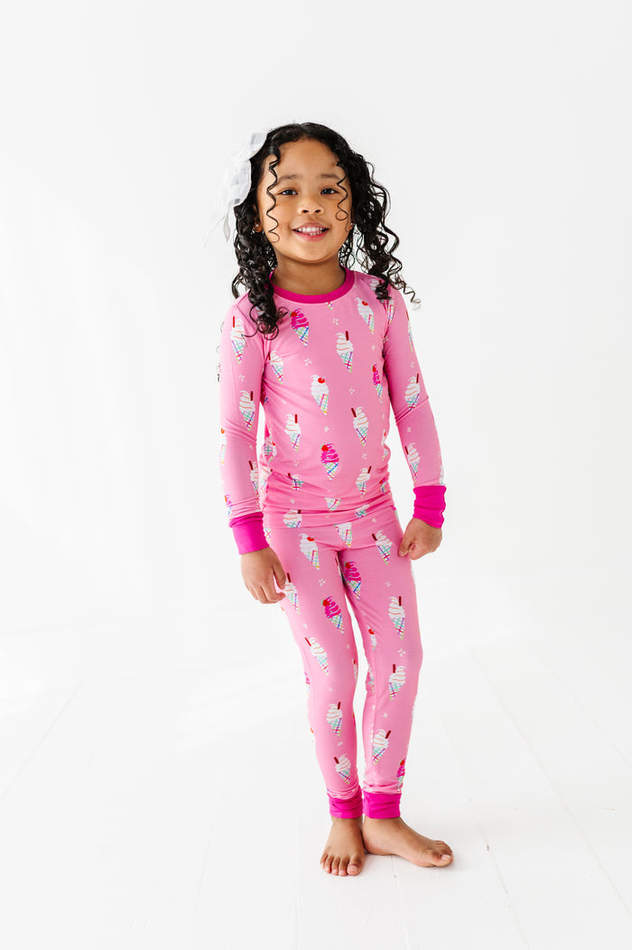 Sundae Funday Kids Pajamas - Pink