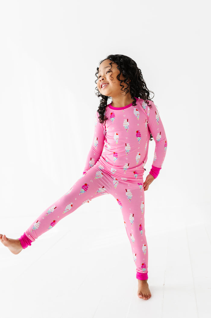 Sundae Funday Kids Pajamas - Pink